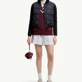 Square-Quilted Padded Wool Zip-Up Cardigan