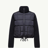Square-Quilted Padded Wool Zip-Up Cardigan