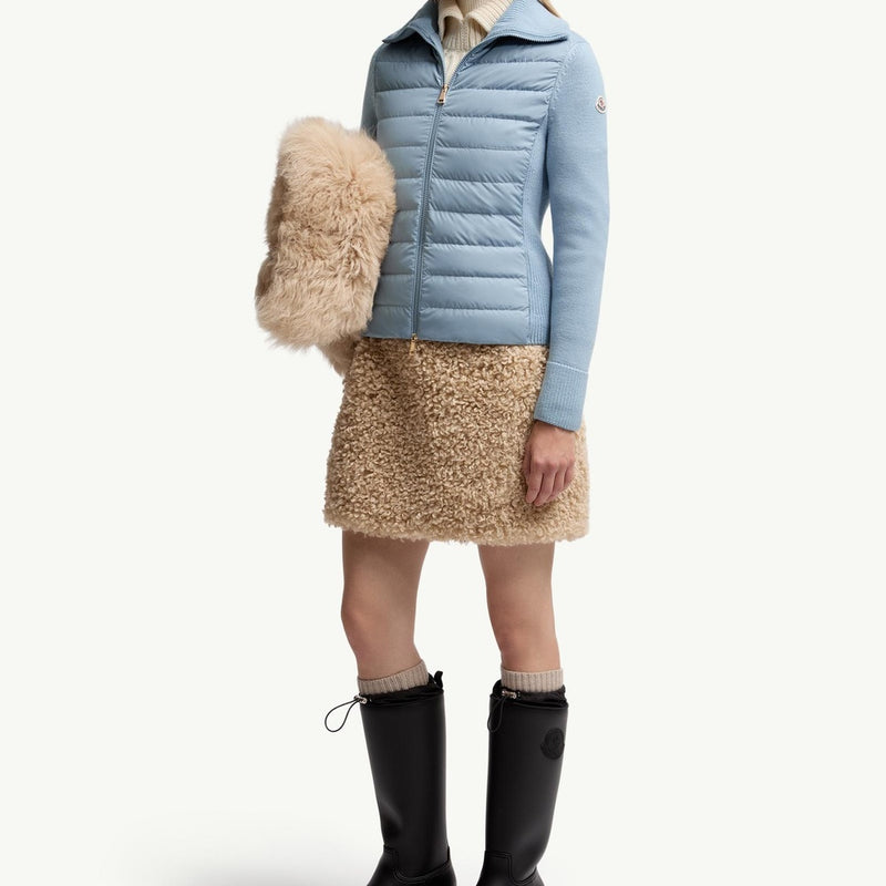 Padded Wool Zip-Up Cardigan