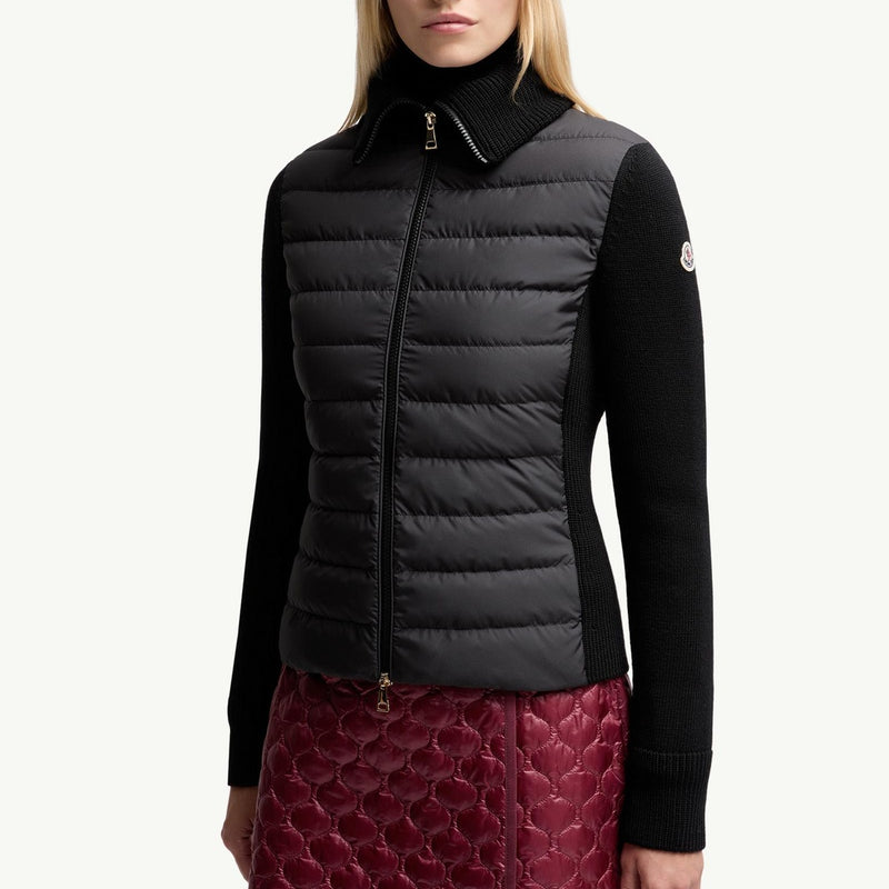 Padded Wool Zip-Up Cardigan