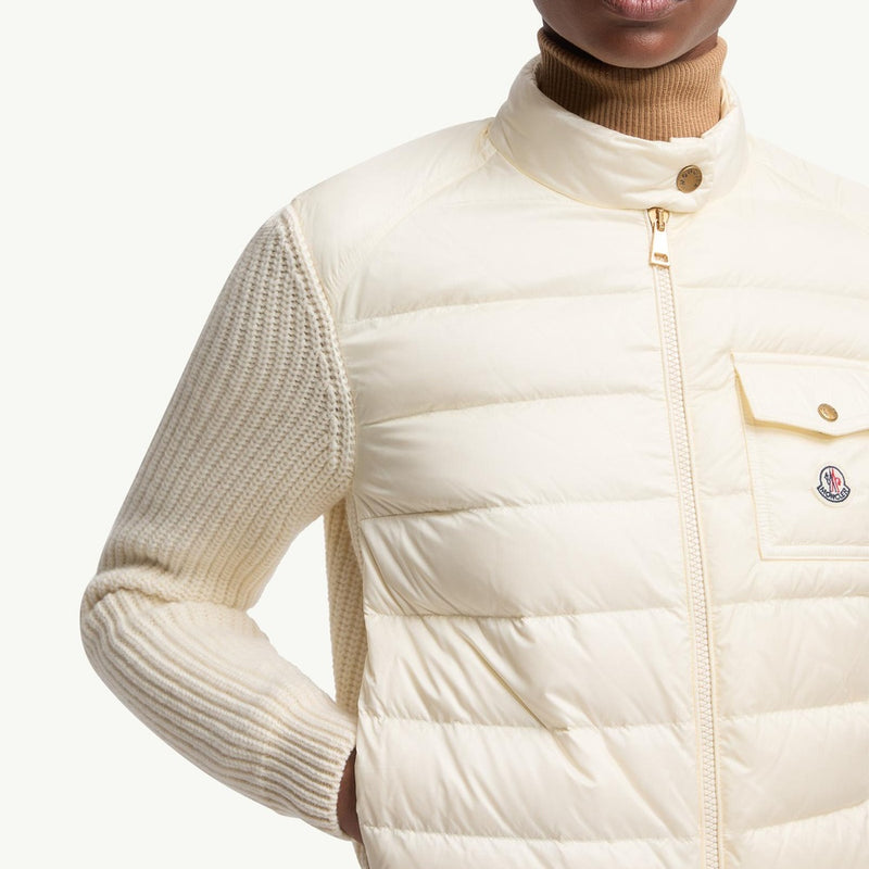 Padded Wool Zip-Up Cardigan