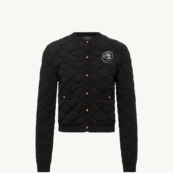 Diamond-Quilted Padded Wool Blend Cardigan