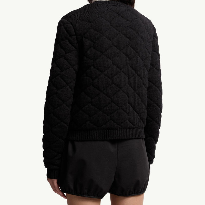 Diamond-Quilted Padded Wool Blend Cardigan