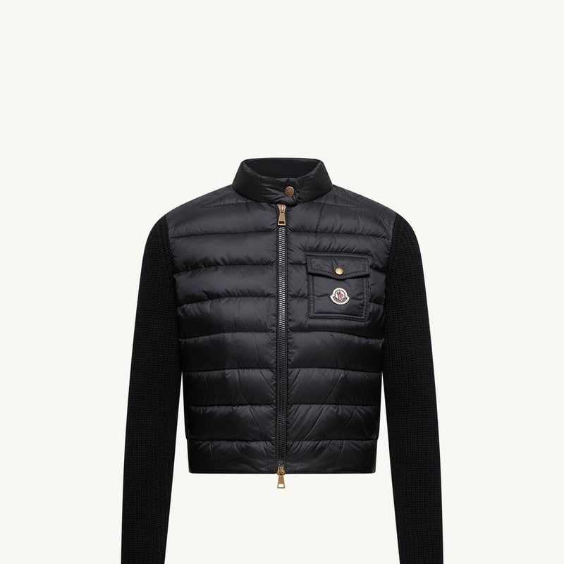 Diamond-Quilted Padded Wool Blend Cardigan