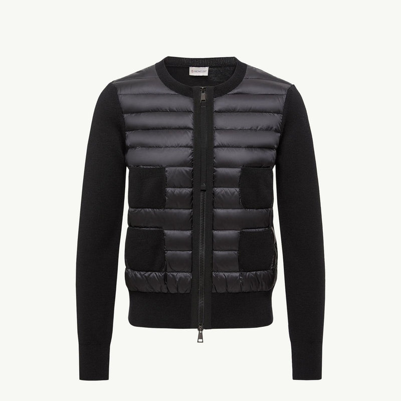 Padded Wool Zip-Up Cardigan