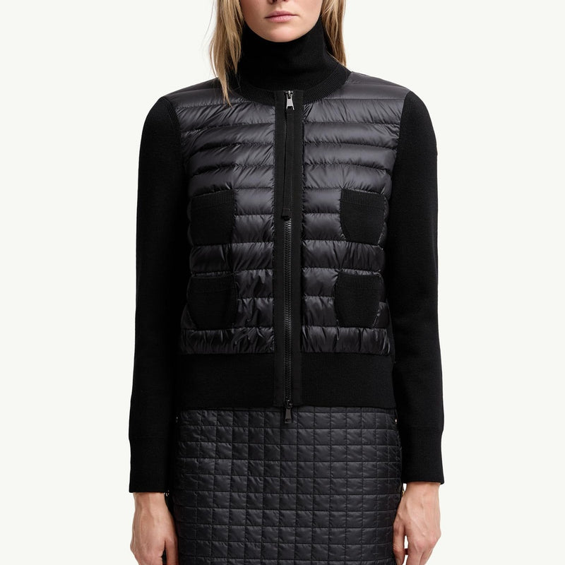 Padded Wool Zip-Up Cardigan