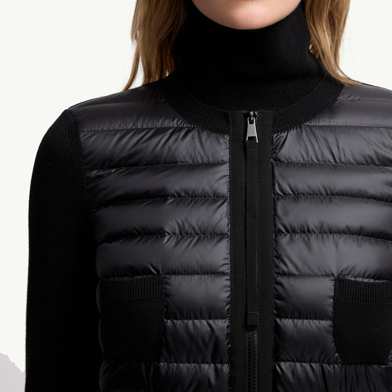 Padded Wool Zip-Up Cardigan