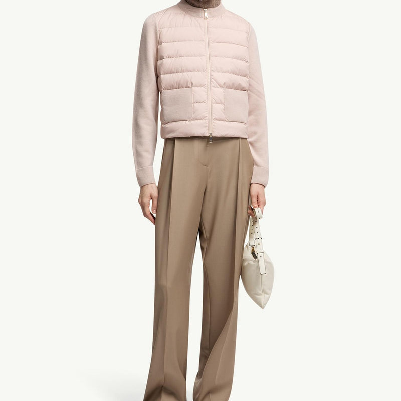 Padded Wool Zip-Up Cardigan