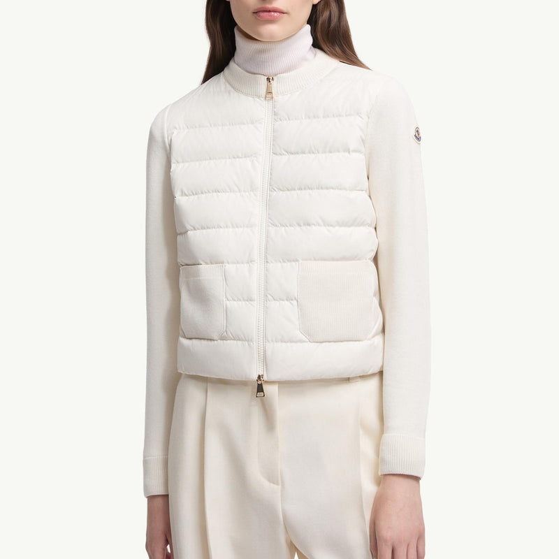 Padded Wool Zip-Up Cardigan