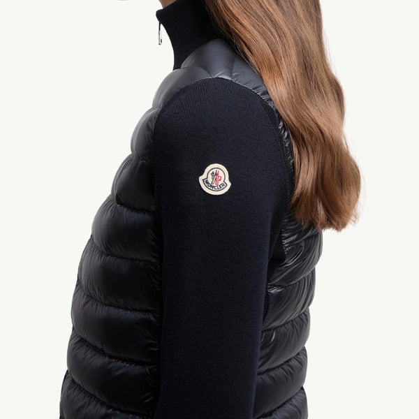 Padded Wool Zip-Up Cardigan