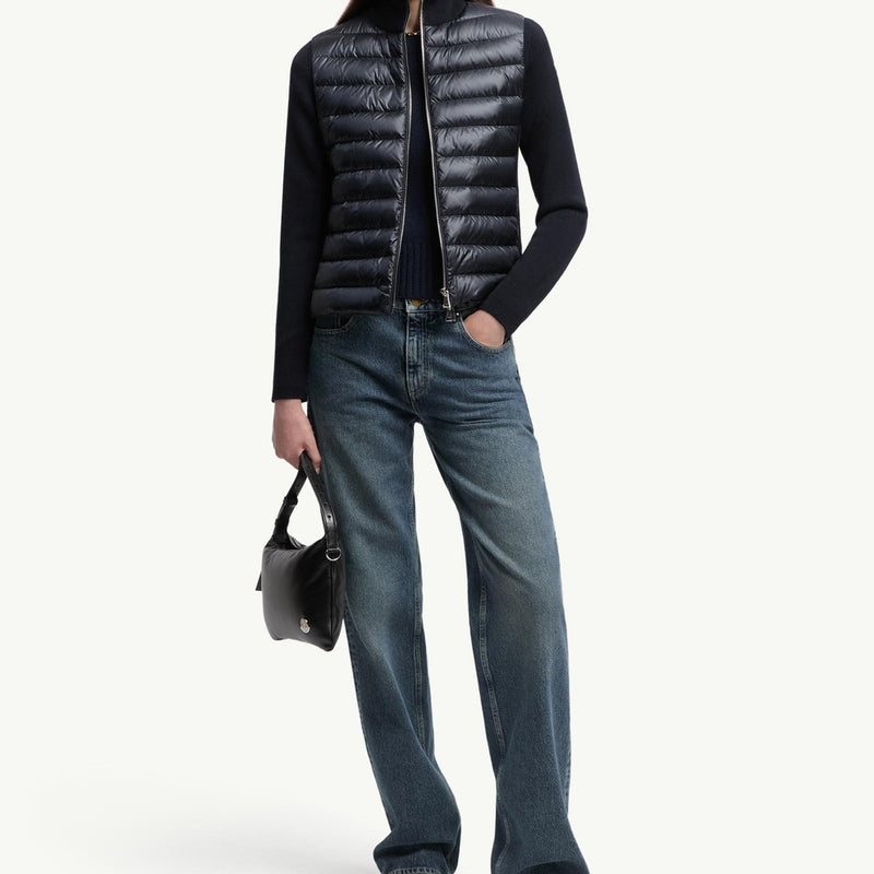 Padded Wool Zip-Up Cardigan