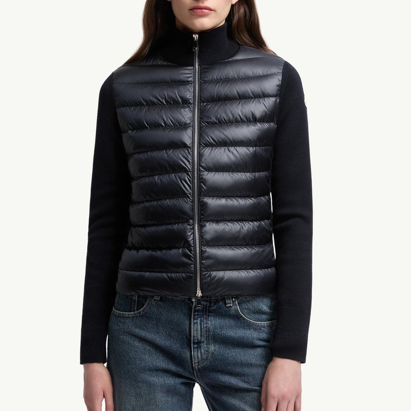 Padded Wool Zip-Up Cardigan