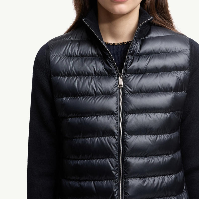 Padded Wool Zip-Up Cardigan