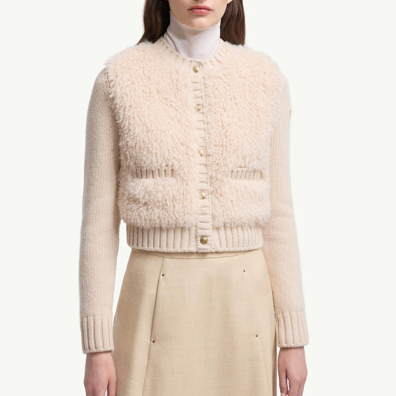 Padded Wool & Teddy Cardigan