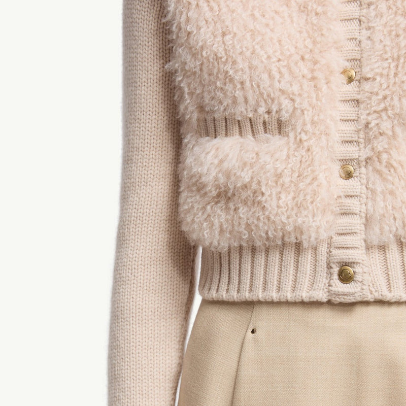 Padded Wool & Teddy Cardigan