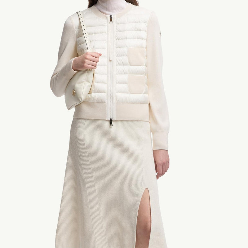 Padded Wool Zip-Up Cardigan