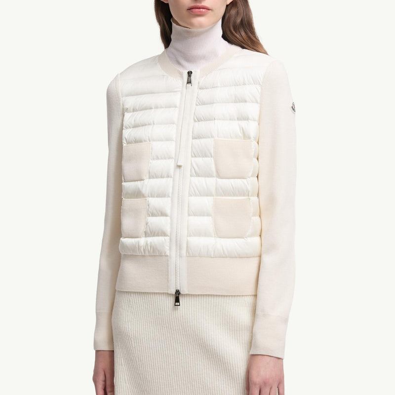Padded Wool Zip-Up Cardigan