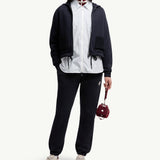 Knit Accent Cotton Zip-Up Hoodie