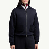 Knit Accent Cotton Zip-Up Hoodie