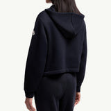 Knit Accent Cotton Zip-Up Hoodie