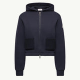 Knit Accent Cotton Zip-Up Hoodie