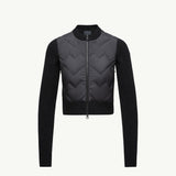 Padded Wool Blend Zip-Up Cardigan
