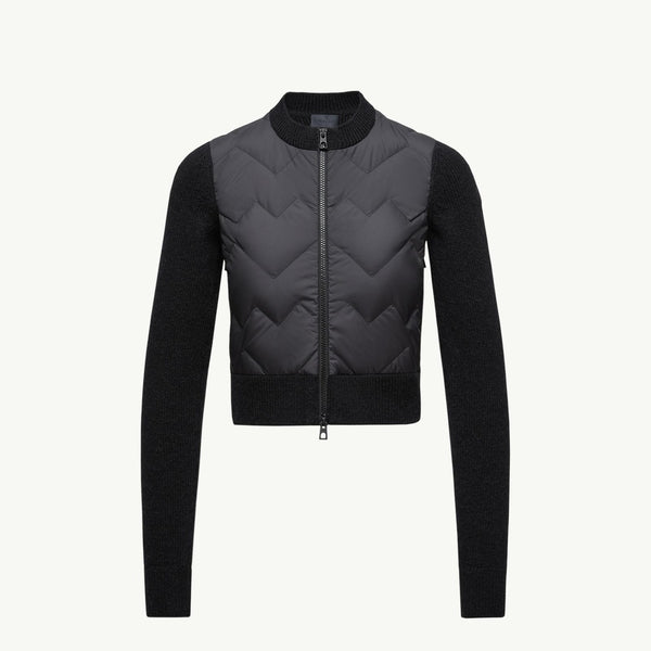 Padded Wool Blend Zip-Up Cardigan