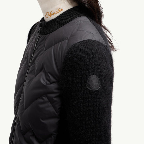 Padded Wool Blend Zip-Up Cardigan