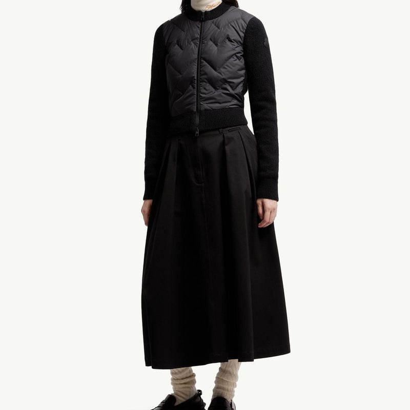 Padded Wool Blend Zip-Up Cardigan