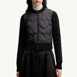 Padded Wool Blend Zip-Up Cardigan