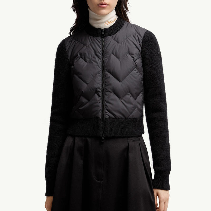 Padded Wool Blend Zip-Up Cardigan