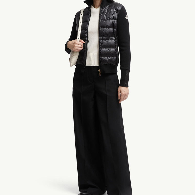 Padded Wool Zip-Up Cardigan