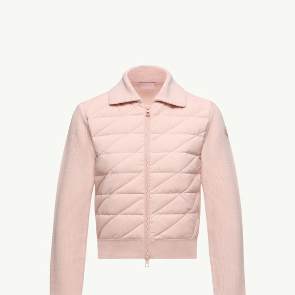 Diagonal-Quilted Padded Wool Cardigan