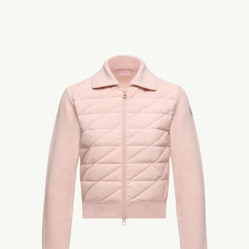 Diagonal-Quilted Padded Wool Cardigan