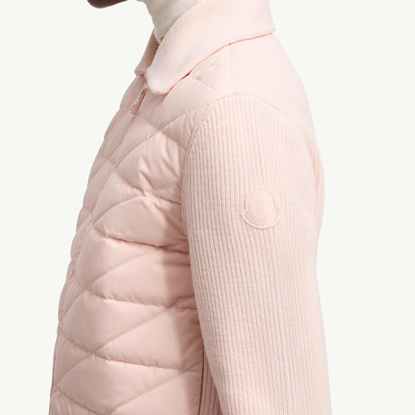 Diagonal-Quilted Padded Wool Cardigan