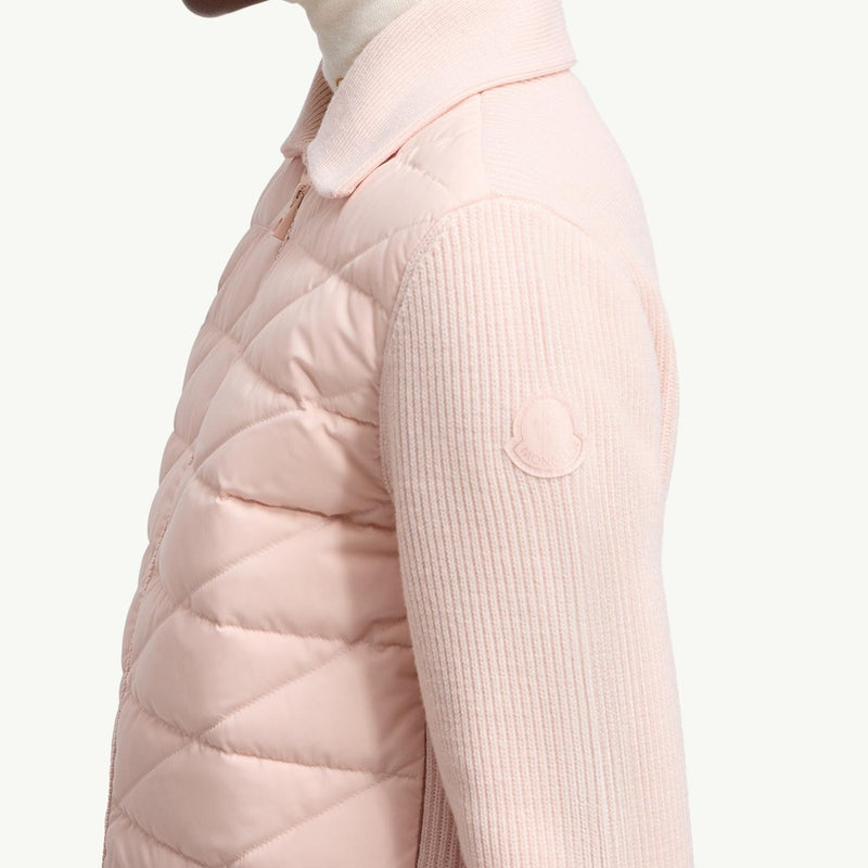 Diagonal-Quilted Padded Wool Cardigan