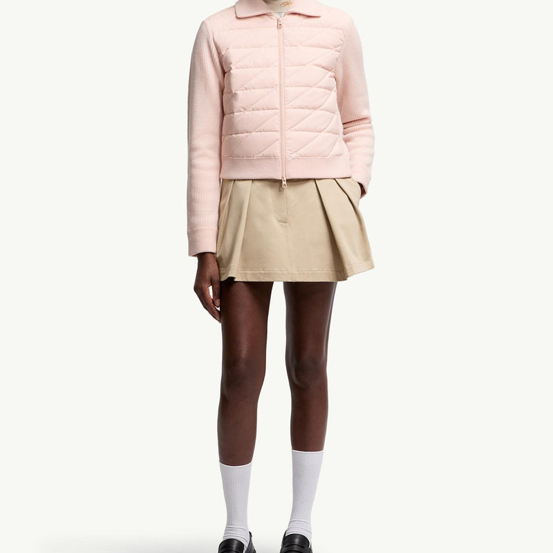 Diagonal-Quilted Padded Wool Cardigan