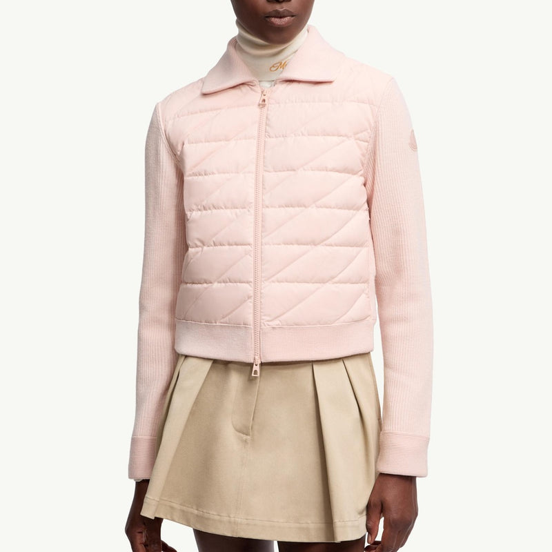 Diagonal-Quilted Padded Wool Cardigan