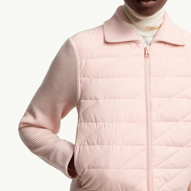 Diagonal-Quilted Padded Wool Cardigan