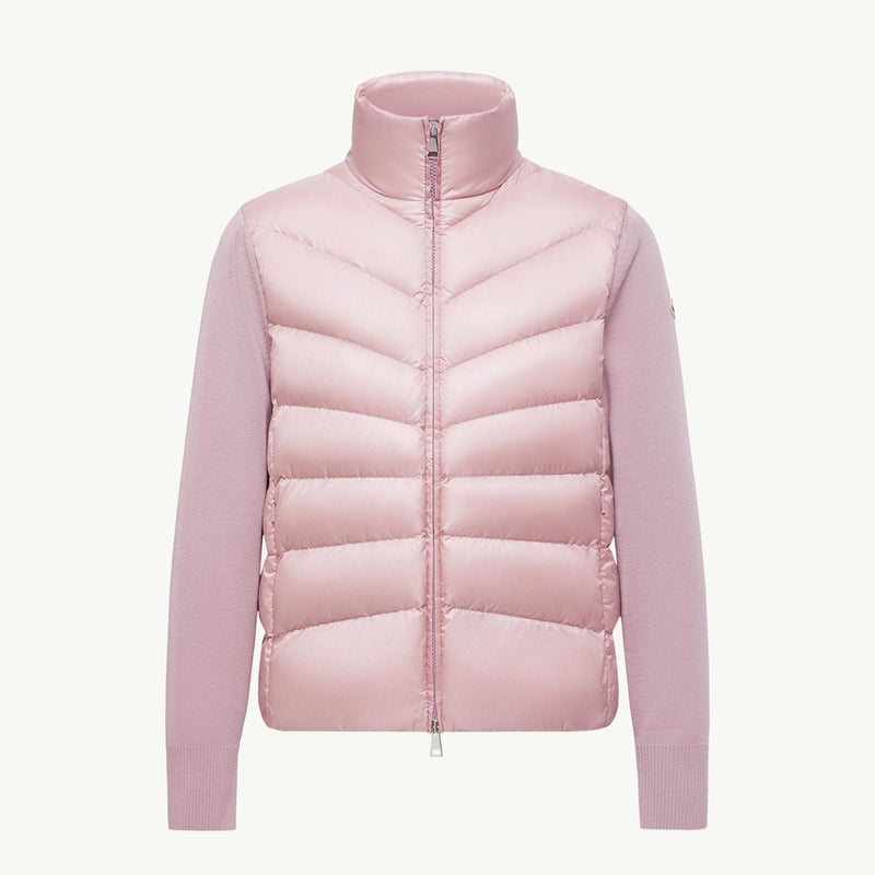 Diagonal-Quilted Padded Wool Cardigan