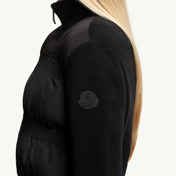 Padded Wool Zip-Up Cardigan