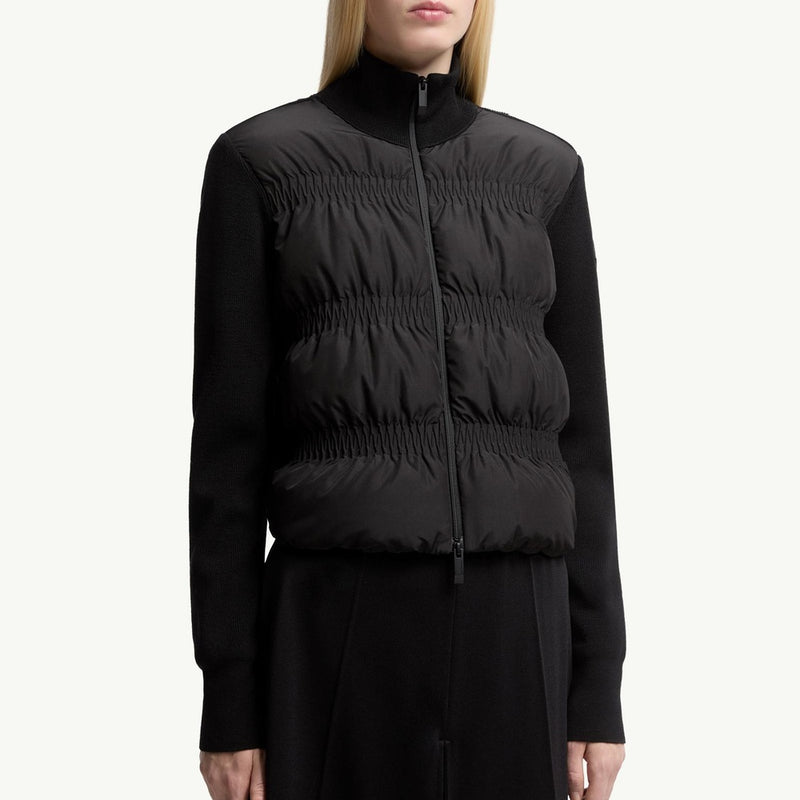 Padded Wool Zip-Up Cardigan