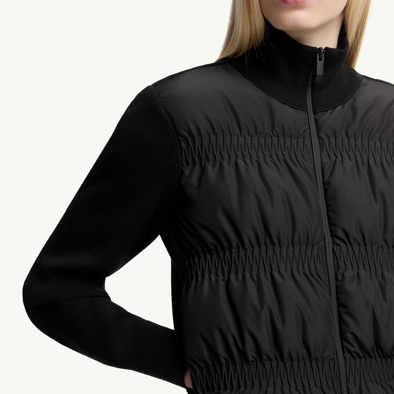 Padded Wool Zip-Up Cardigan