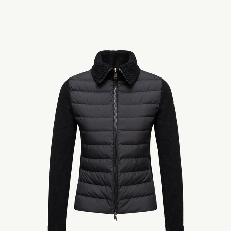Padded Wool Zip-Up Cardigan