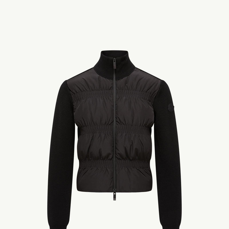 Padded Wool Zip-Up Cardigan