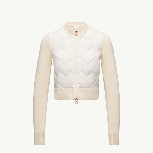 Padded Wool Blend Zip-Up Cardigan