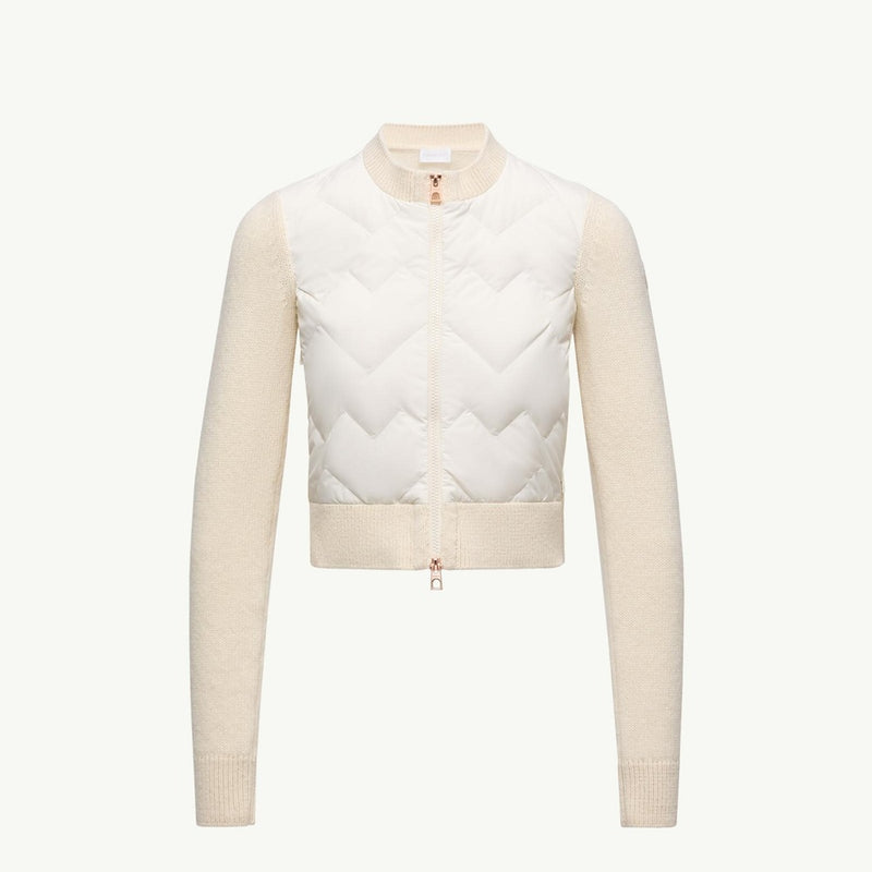 Padded Wool Blend Zip-Up Cardigan