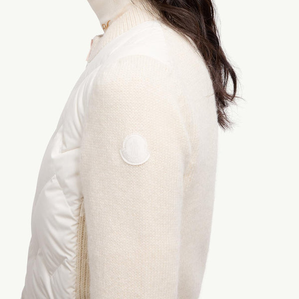 Padded Wool Blend Zip-Up Cardigan