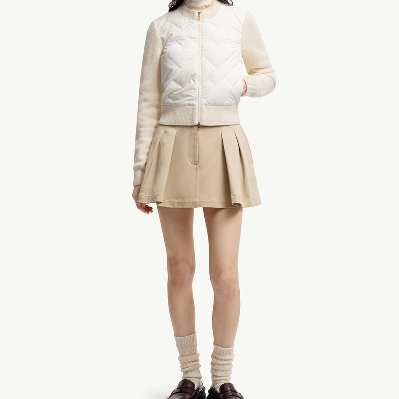 Padded Wool Blend Zip-Up Cardigan
