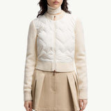 Padded Wool Blend Zip-Up Cardigan